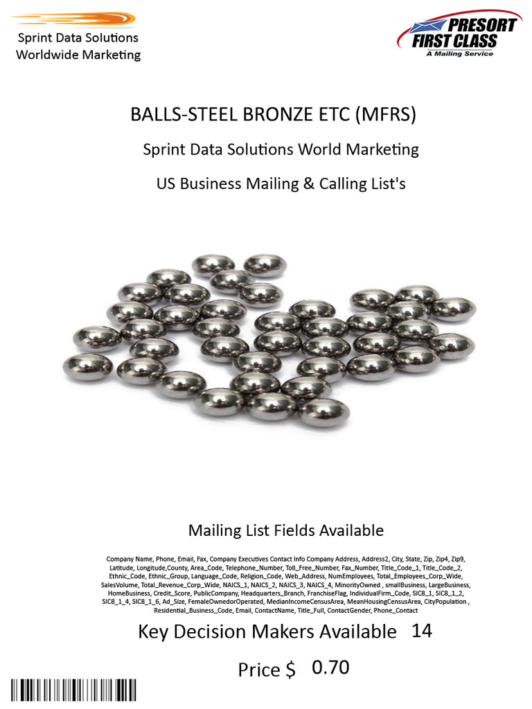 BALLS-STEEL BRONZE ETC (MFRS)