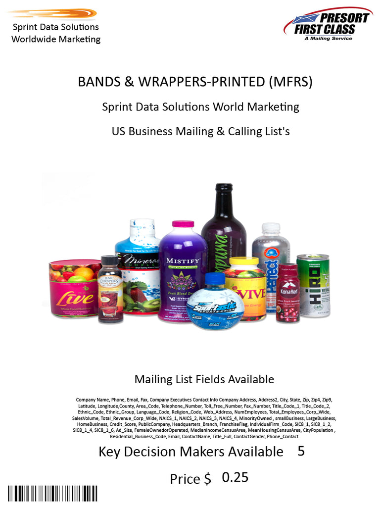 BANDS & WRAPPERS-PRINTED (MFRS)