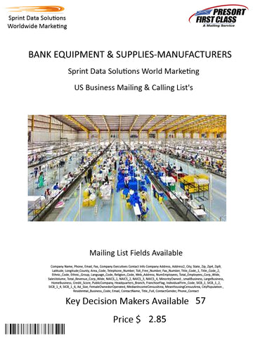 BANK EQUIPMENT & SUPPLIES-MANUFACTURERS