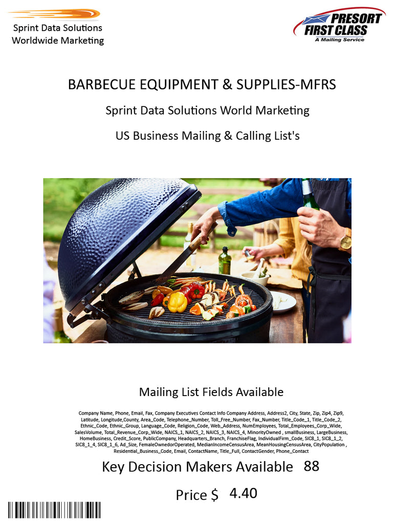 BARBECUE EQUIPMENT & SUPPLIES-MFRS