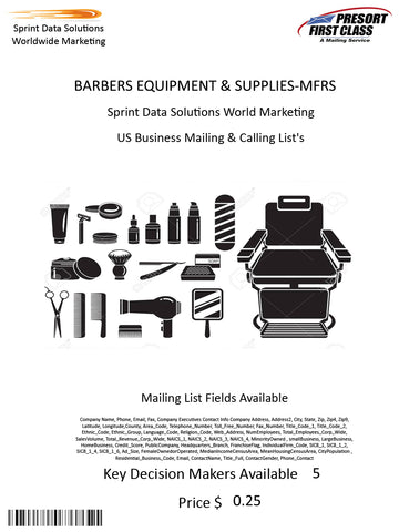 BARBERS EQUIPMENT & SUPPLIES-MFRS