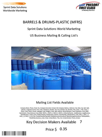 BARRELS & DRUMS-PLASTIC (MFRS)