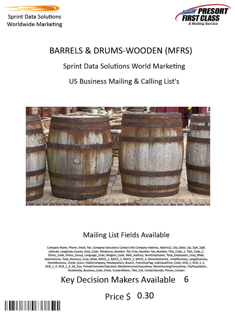 BARRELS & DRUMS-WOODEN (MFRS)