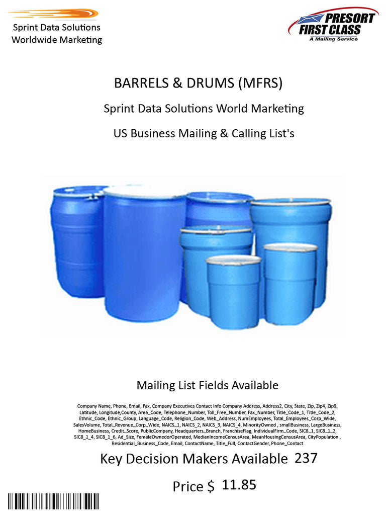 BARRELS & DRUMS (MFRS)