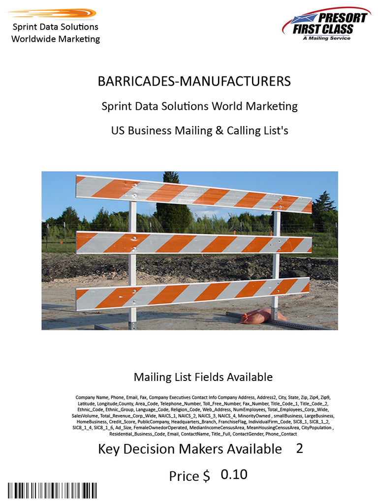 BARRICADES-MANUFACTURERS