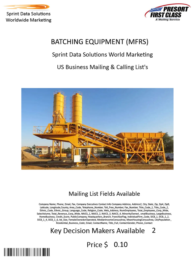 BATCHING EQUIPMENT (MFRS)