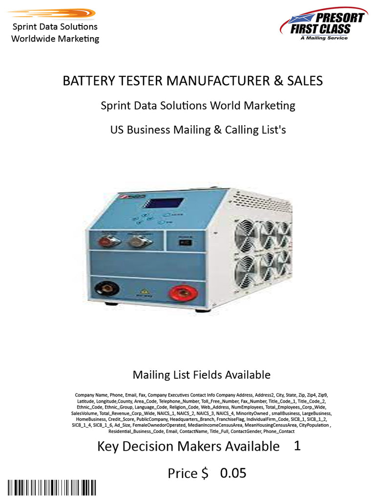 BATTERY TESTER MANUFACTURER & SALES