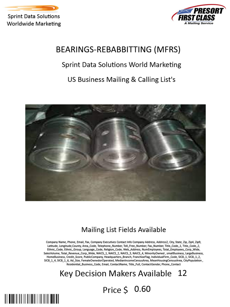 BEARINGS-REBABBITTING (MFRS)