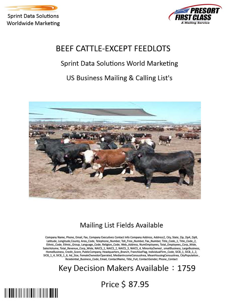 BEEF CATTLE-EXCEPT FEEDLOTS