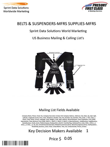 BELTS & SUSPENDERS-MFRS SUPPLIES-MFRS