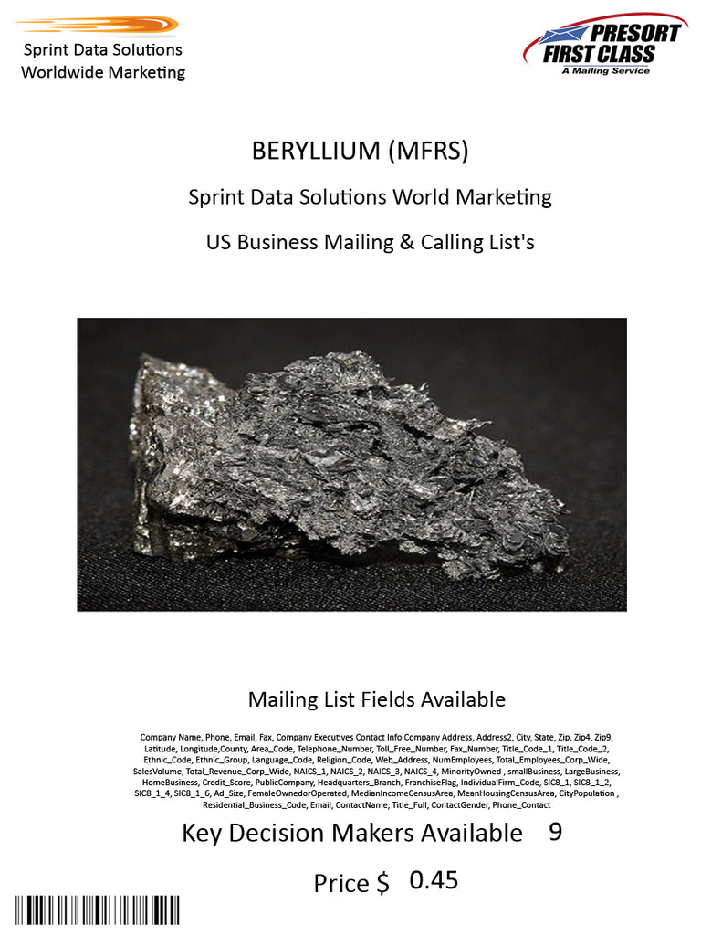 BERYLLIUM (MFRS)