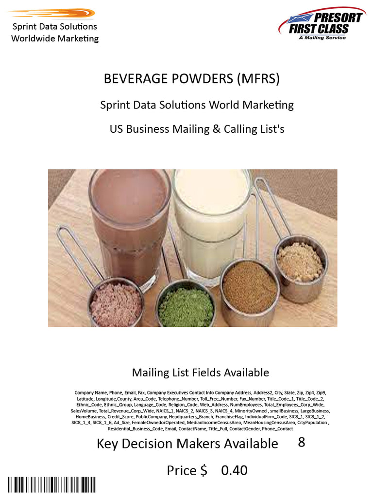 BEVERAGE POWDERS (MFRS)