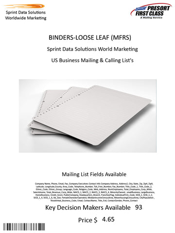 BINDERS-LOOSE LEAF (MFRS)