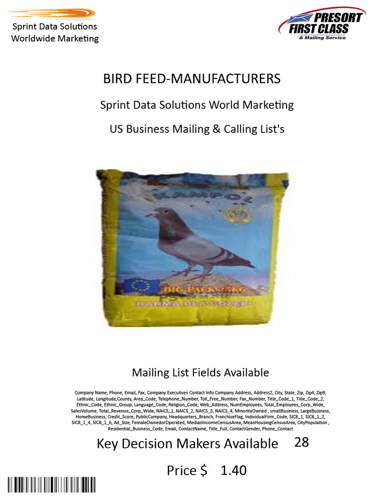 BIRD FEED-MANUFACTURERS