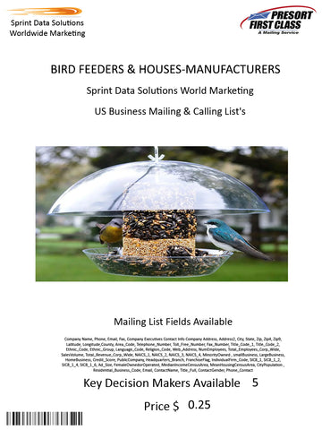 BIRD FEEDERS & HOUSES-MANUFACTURERS