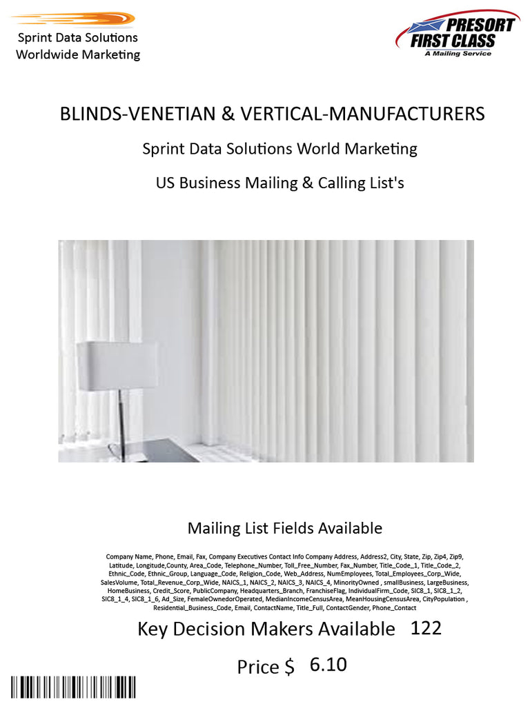 BLINDS-VENETIAN & VERTICAL-MANUFACTURERS