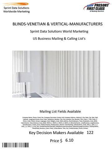 BLINDS-VENETIAN & VERTICAL-MANUFACTURERS