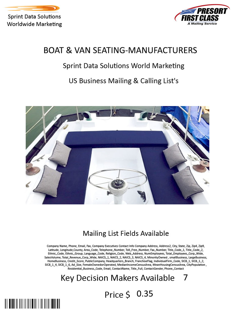 BOAT & VAN SEATING-MANUFACTURERS