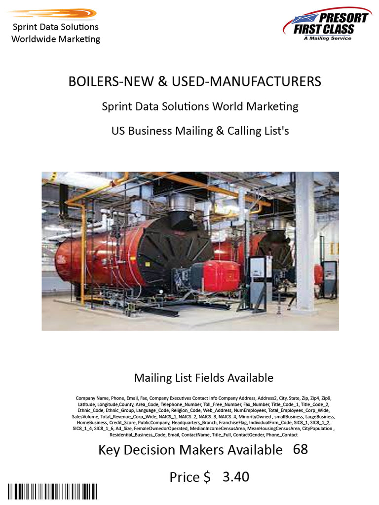 BOILERS-NEW & USED-MANUFACTURERS