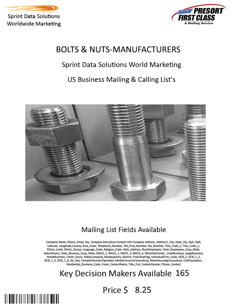 BOLTS & NUTS-MANUFACTURERS