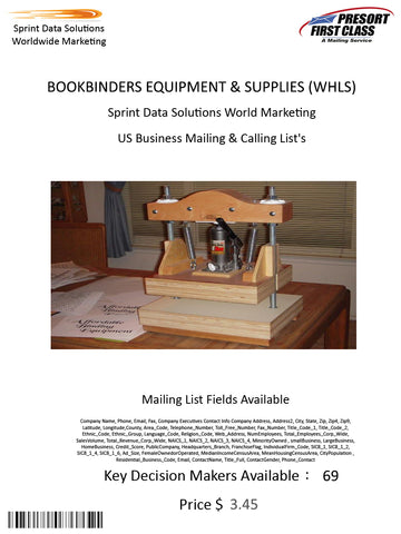 BOOKBINDERS EQUIPMENT & SUPPLIES (WHLS)