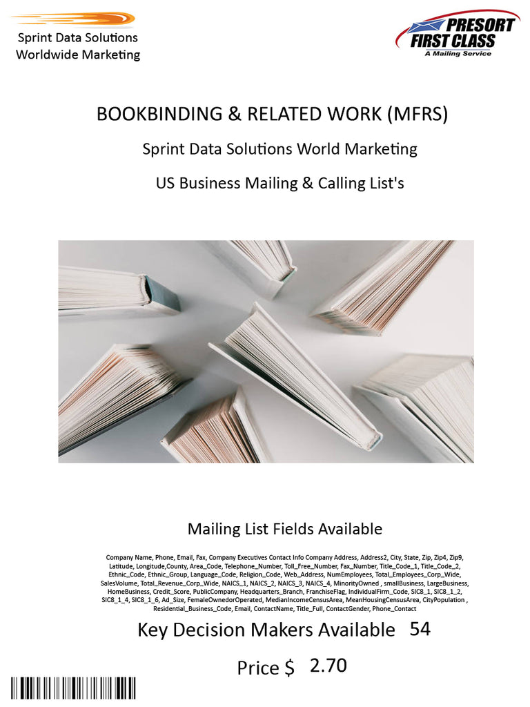 BOOKBINDING & RELATED WORK (MFRS)