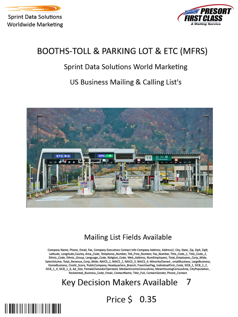 BOOTHS-TOLL & PARKING LOT & ETC (MFRS)