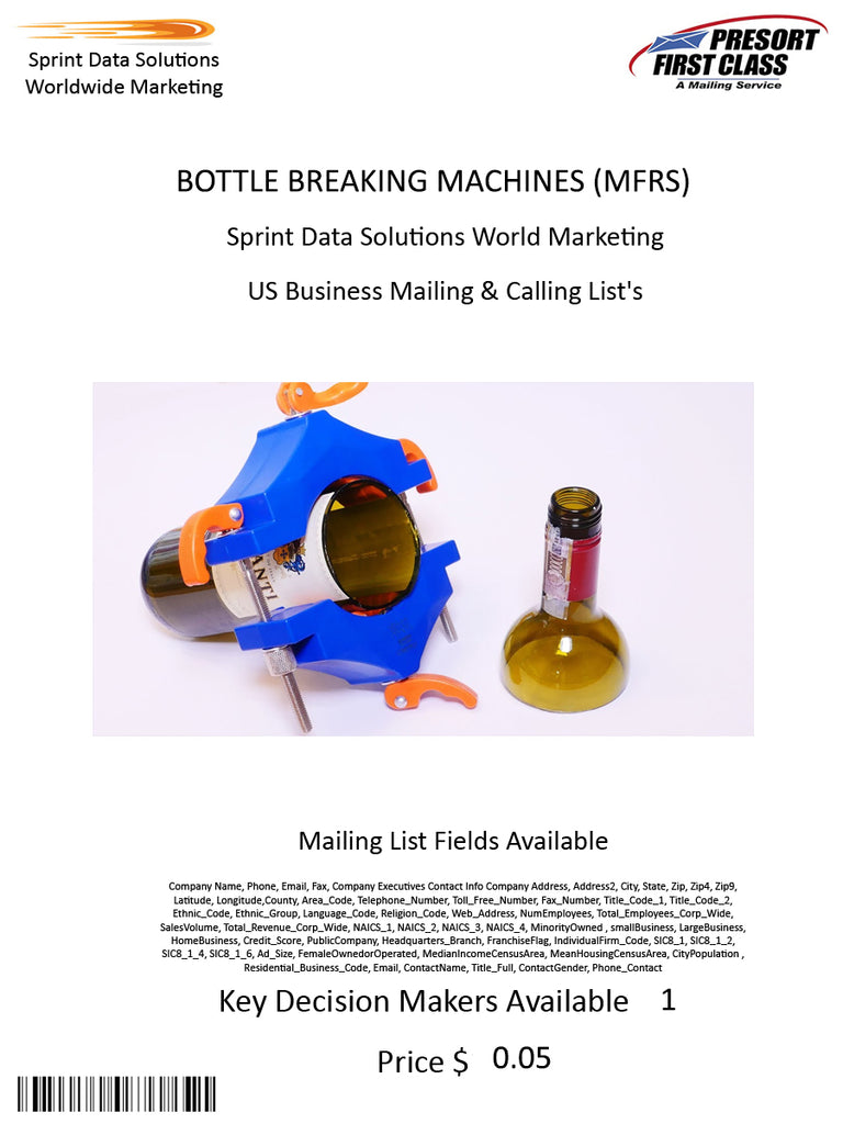 BOTTLE BREAKING MACHINES (MFRS)