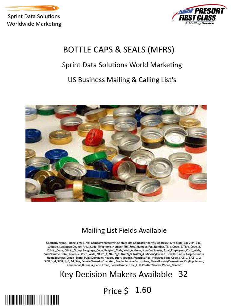 BOTTLE CAPS & SEALS (MFRS)