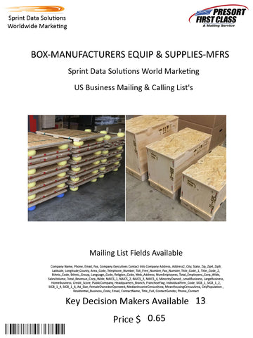 BOX-MANUFACTURERS EQUIP & SUPPLIES-MFRS