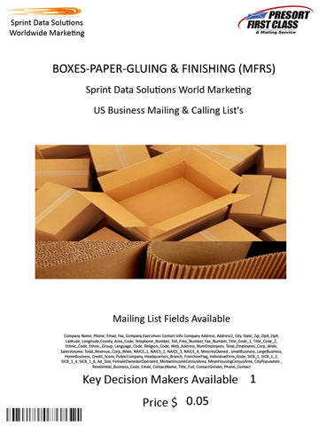 BOXES-PAPER-GLUING & FINISHING (MFRS)