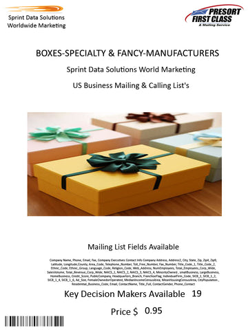 BOXES-SPECIALTY & FANCY-MANUFACTURERS