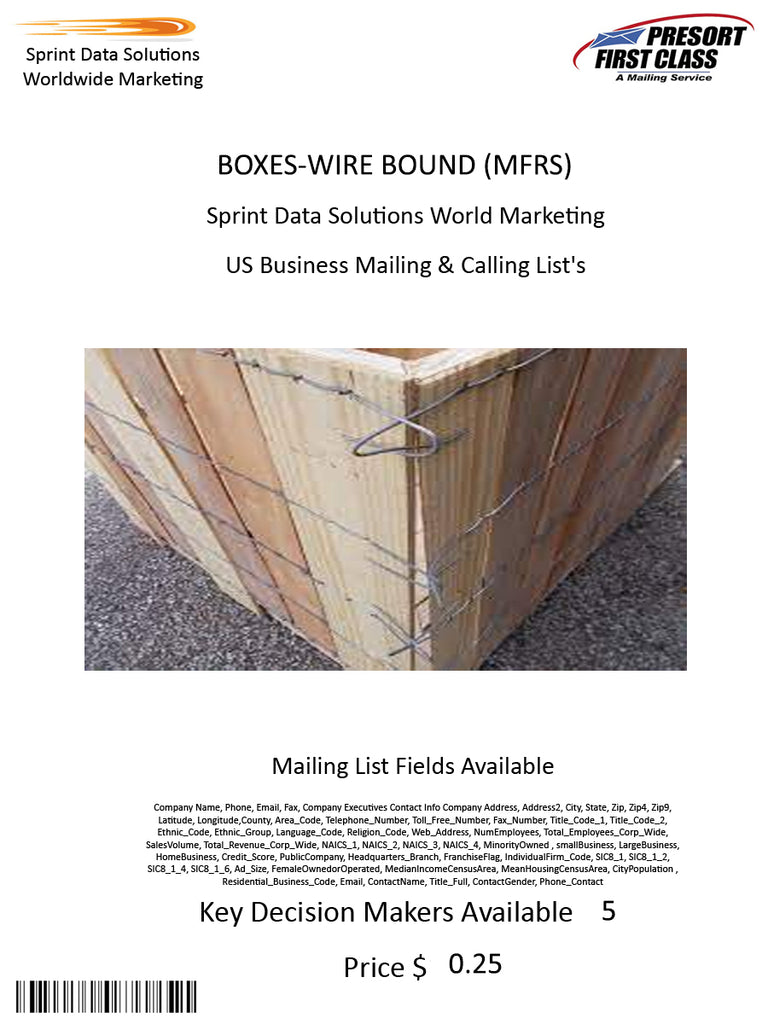 BOXES-WIRE BOUND (MFRS)