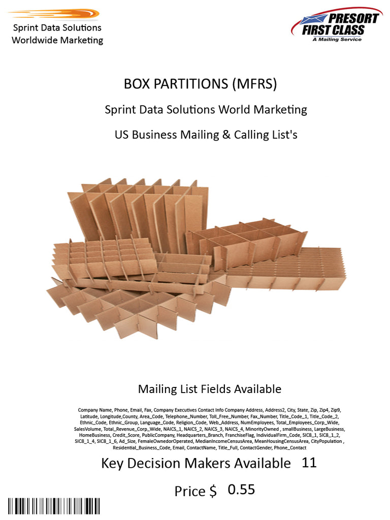 BOX PARTITIONS (MFRS)