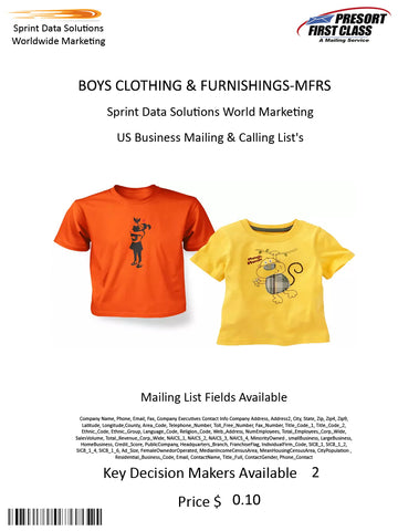 BOYS CLOTHING & FURNISHINGS-MFRS