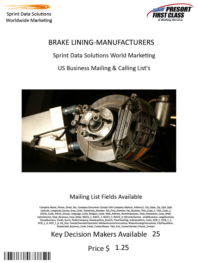 BRAKE LINING-MANUFACTURERS