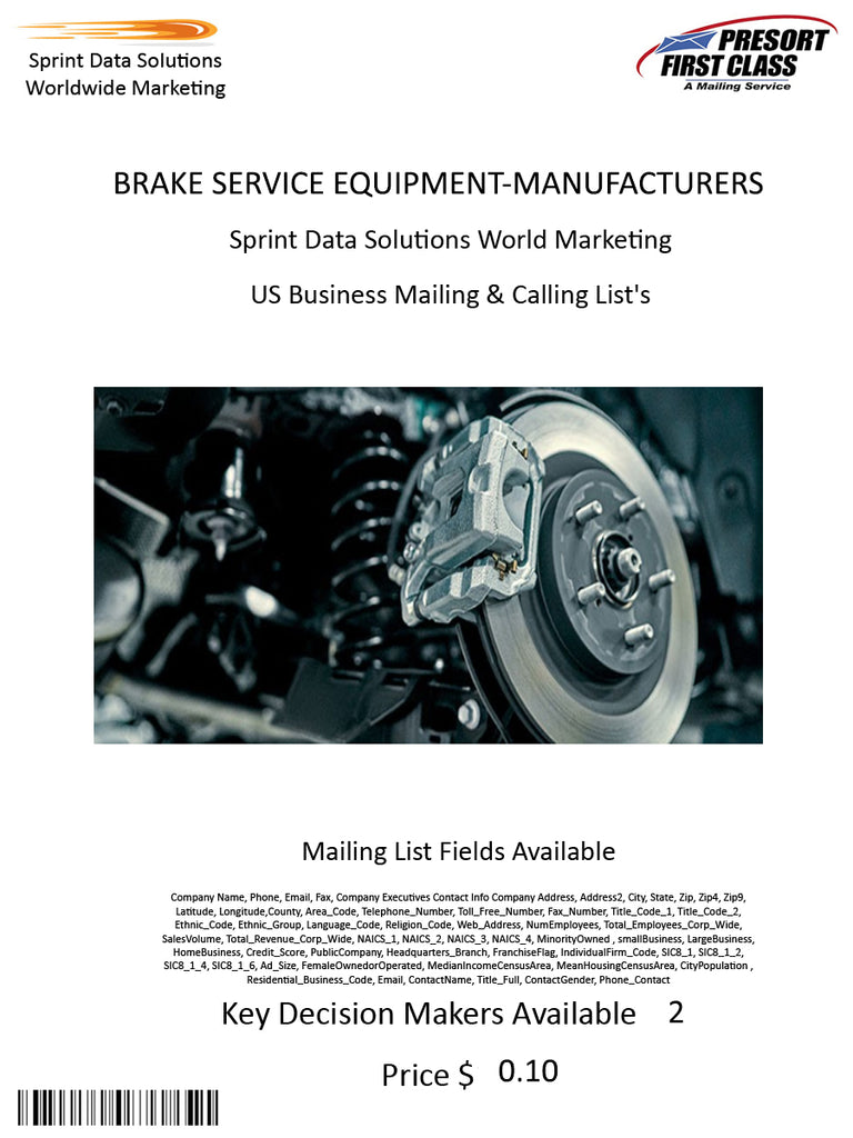 BRAKE SERVICE EQUIPMENT-MANUFACTURERS