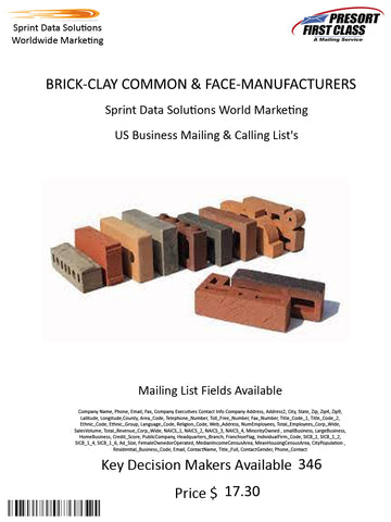 BRICK-CLAY COMMON & FACE-MANUFACTURERS