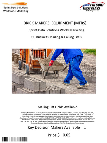 BRICK MAKERS' EQUIPMENT (MFRS)