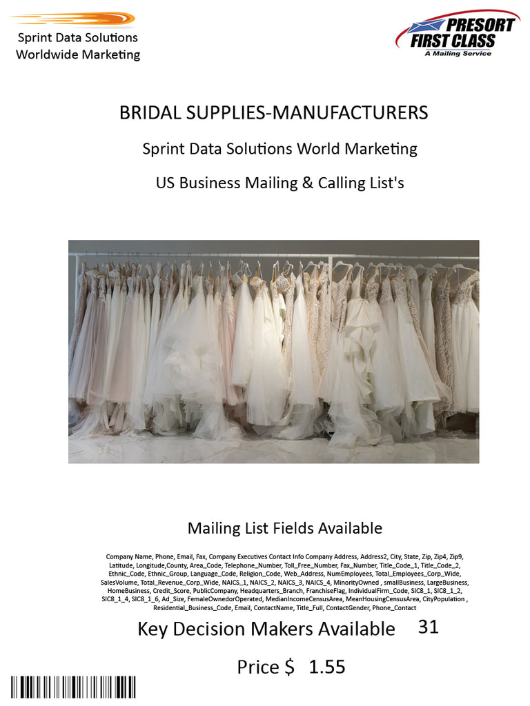 BRIDAL SUPPLIES-MANUFACTURERS