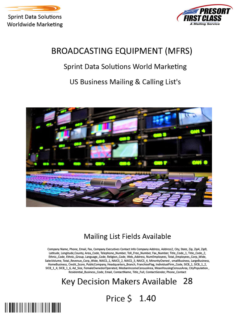 BROADCASTING EQUIPMENT (MFRS)