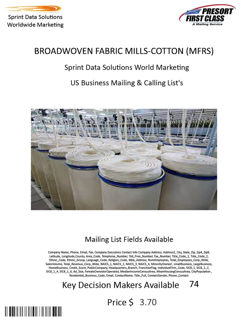 BROADWOVEN FABRIC MILLS-COTTON (MFRS)