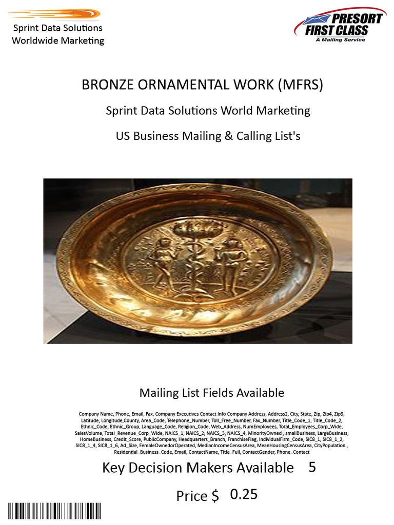 BRONZE ORNAMENTAL WORK (MFRS)