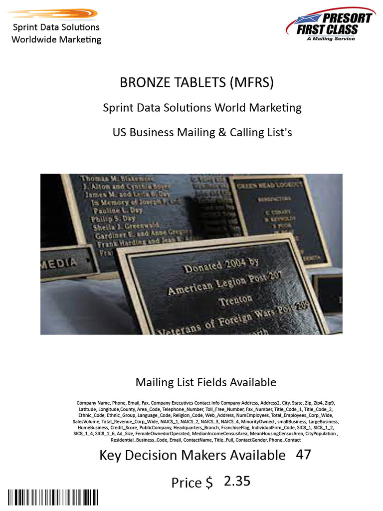 BRONZE TABLETS (MFRS)