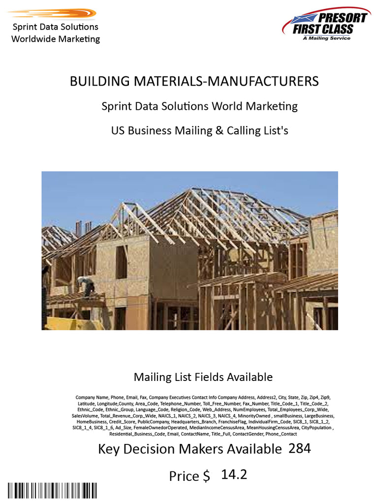 BUILDING MATERIALS-MANUFACTURERS