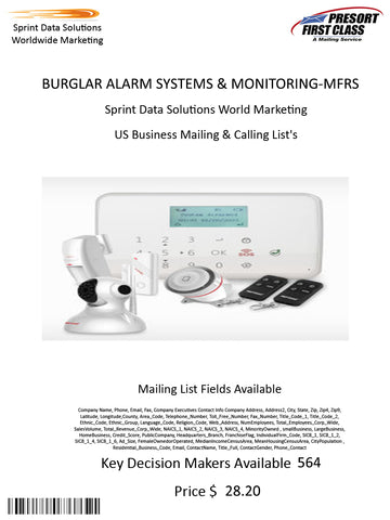 BURGLAR ALARM SYSTEMS & MONITORING-MFRS