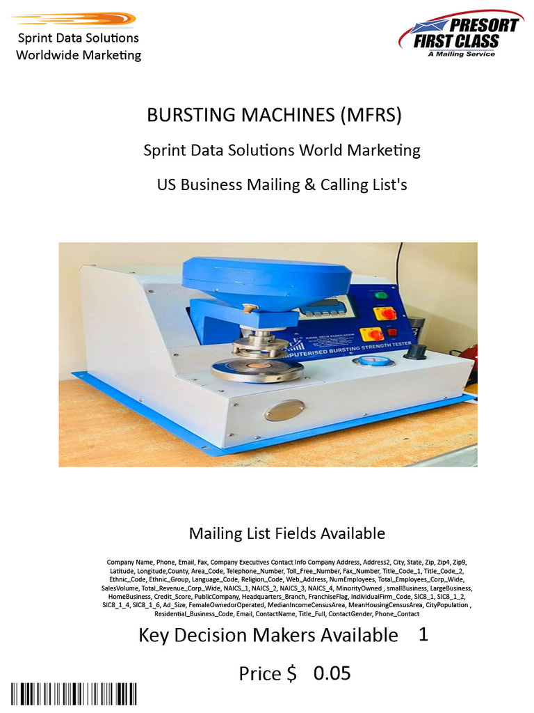 BURSTING MACHINES (MFRS)