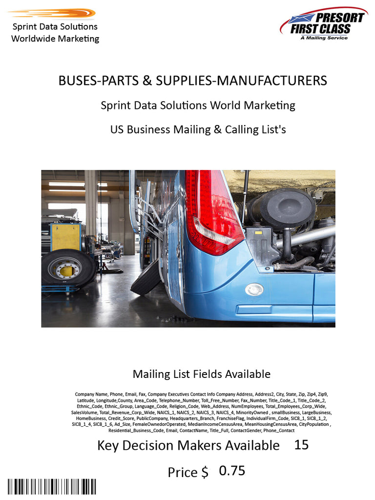 BUSES-PARTS & SUPPLIES-MANUFACTURERS