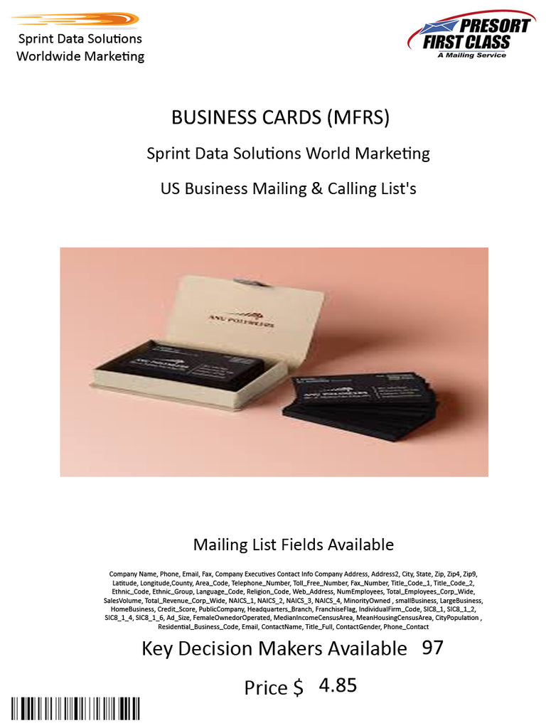 BUSINESS CARDS (MFRS)