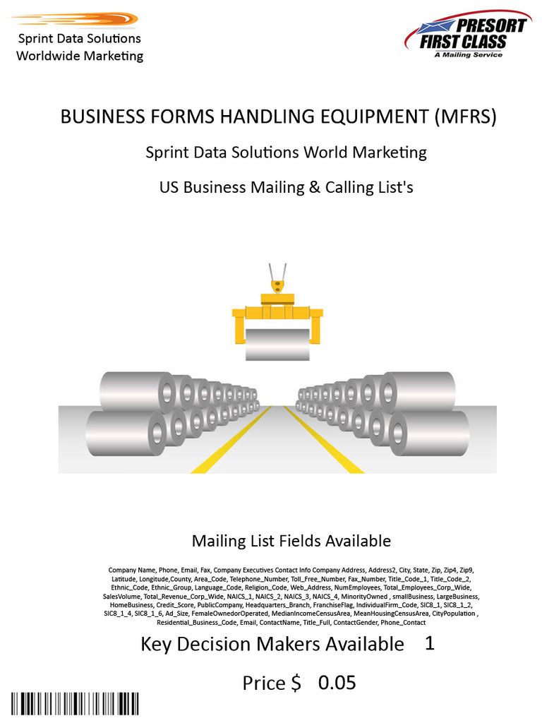 BUSINESS FORMS HANDLING EQUIPMENT (MFRS)